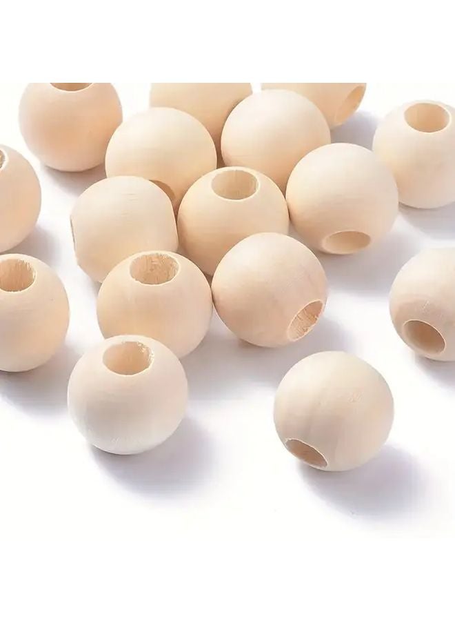 6 قطع من الخرز الخشبي الطبيعي بفتحات كبيرة مقاس 40 ملم للحرف اليدوية DIY - Image 1